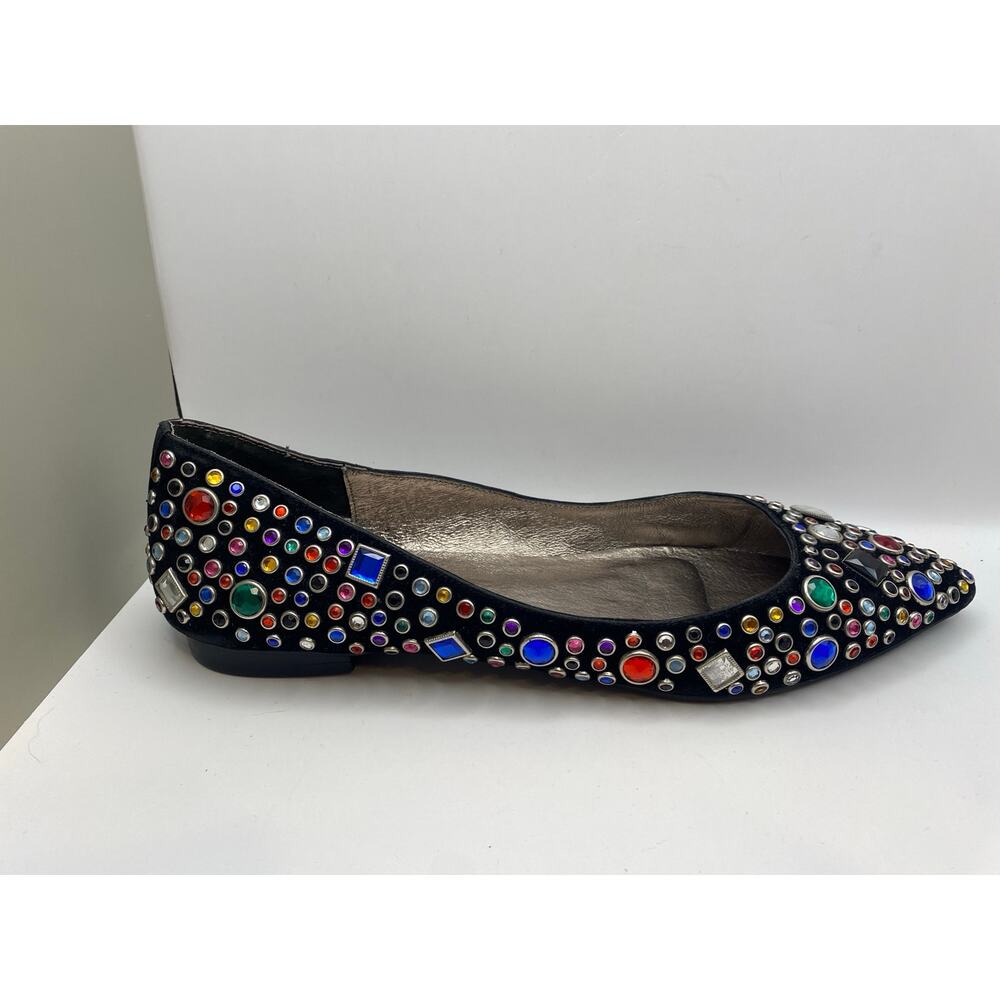 Jeffrey Campbell Ibiza Last Jeweled Flats Size 10 Black Suede - Picture 7 of 13